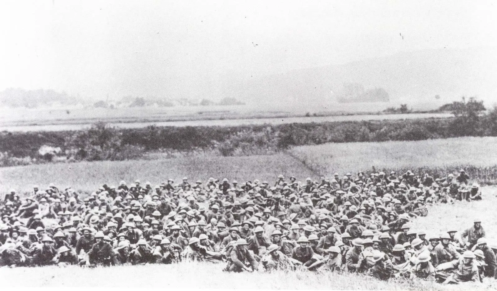 The fighting done, the 6th Marines gather outside Belleau Wood before moving on, June 1918