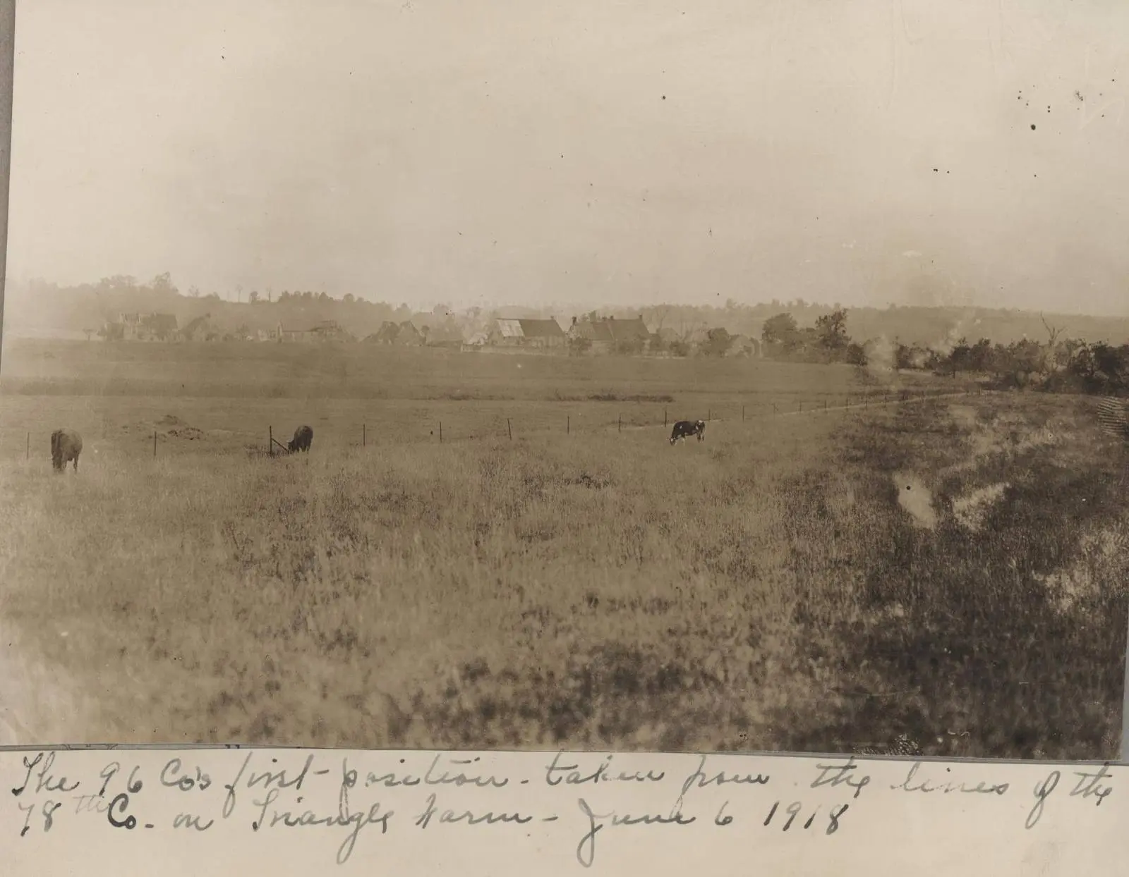 Triangle Farm, 6 June 1918: the 96th Company's first position, from Lt. Clifton Cates's own scrapbook