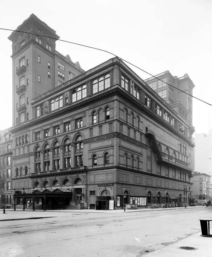 Carnegie Hall, New York, in the early 1900s. It opened as the Music Hall on 5 May 1891.