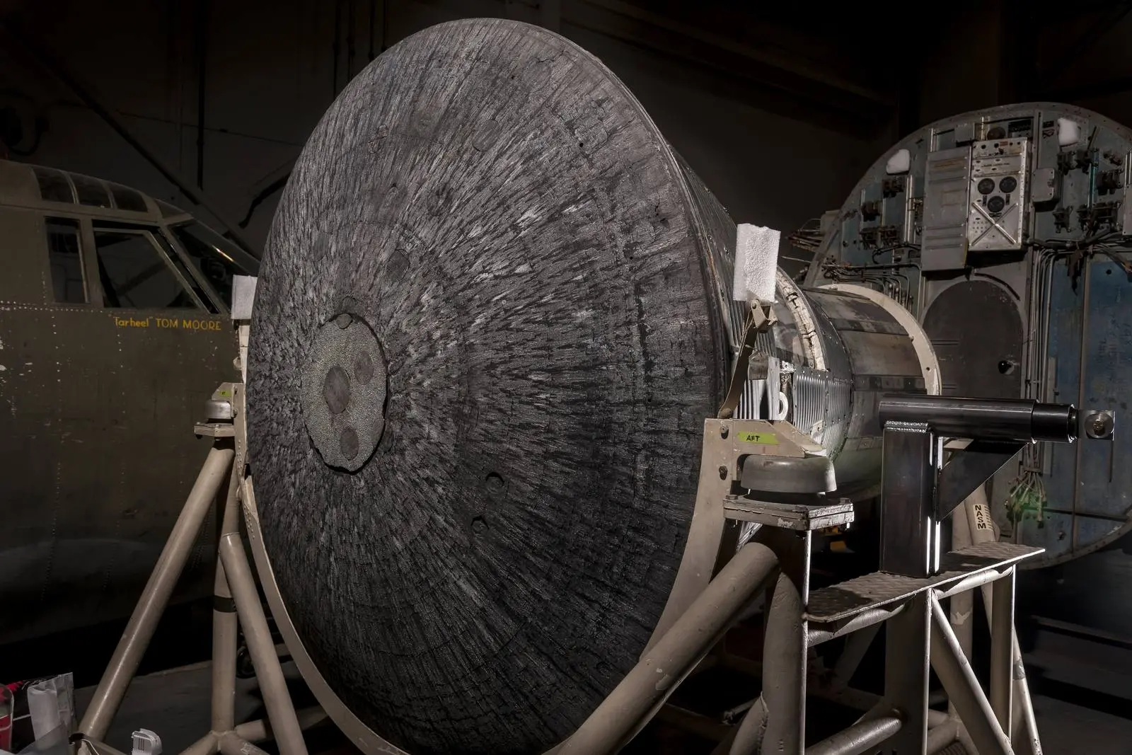 The heat shield of Friendship 7, the one a faulty switch said was loose, after conservation at the National Air and Space Museum, 2016