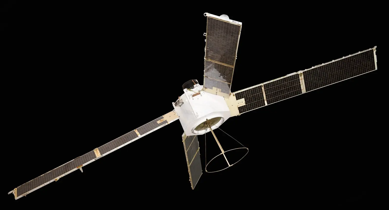 Transit 5-A, an early satellite of the Navy's Transit system built by the Johns Hopkins Applied Physics Laboratory, in the Smithsonian's collection.