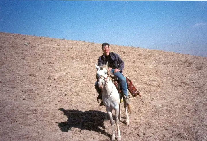 CIA officer Mike Spann on horseback in northern Afghanistan, autumn 2001