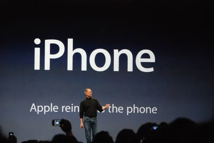 Steve Jobs introduces the iPhone at Macworld, Moscone West, San Francisco, 9 January 2007