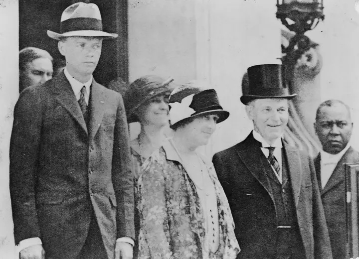 Home again: Lindbergh and his mother with President and Mrs. Coolidge in Washington, June 1927.