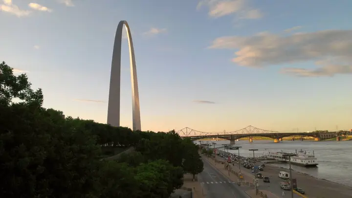 The Gateway Arch over the Mississippi at St. Louis, where the American flag went up over Upper Louisiana on 10 March 1804. The arch is the national memorial to Jefferson’s vision of a continental nation.