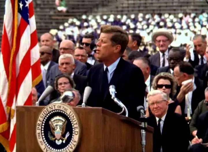 President Kennedy speaks at Rice University, Houston, September 12, 1962