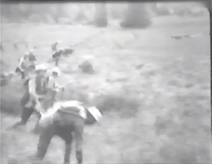 Archival film of Marines advancing, from the Marine Corps' Marine Time Machine