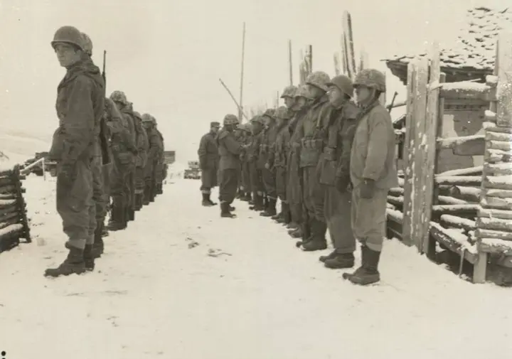 Rifle inspection of Fox Company, 7th Marines, near Hagaru-ri, 1950