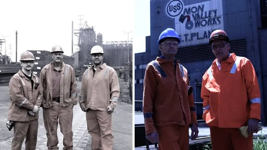 Steelworkers at the Edgar Thomson Plant during its 150th anniversary.