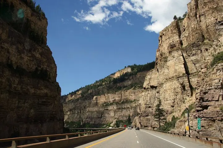 Westbound I-70 between the cliffs of Glenwood Canyon, Colorado, 2008.