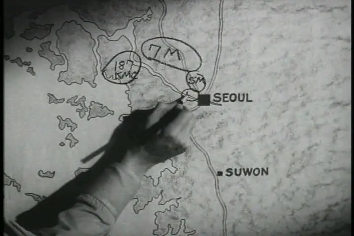 A frame from Operation Inchon, the Defense Department's 1952 documentary of the landing and the drive on Seoul.
