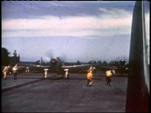 Carrier deck footage from Destination Point Luck, the Defense Department's documentary on Midway.