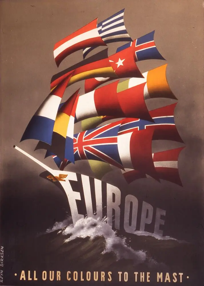 “All Our Colours to the Mast,” Reyn Dirksen’s first-prize poster in the Marshall Plan’s 1950 poster contest.
