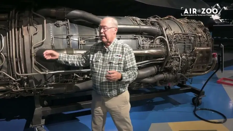 Video still: a Pratt & Whitney J58 engine at the Air Zoo.