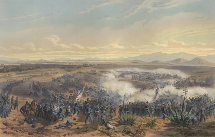 The assault at Contreras on 20 August 1847, won in seventeen minutes (Carl Nebel, 1851).