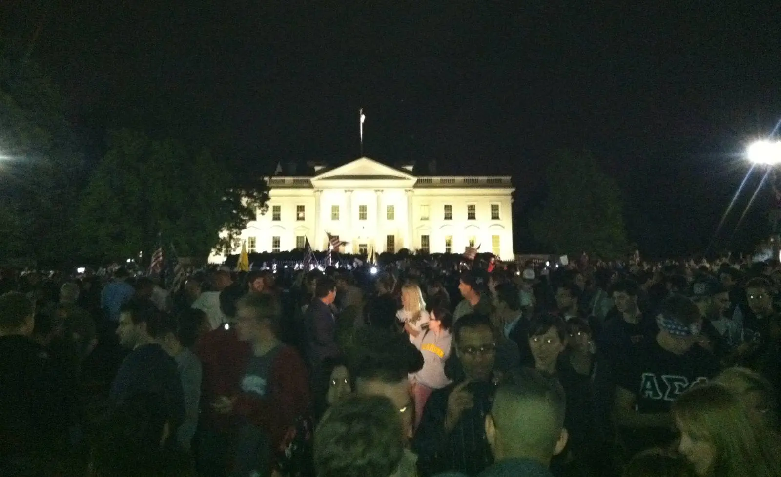 Thousands of Americans gather outside the White House after the President’s announcement, night of 1–2 May 2011