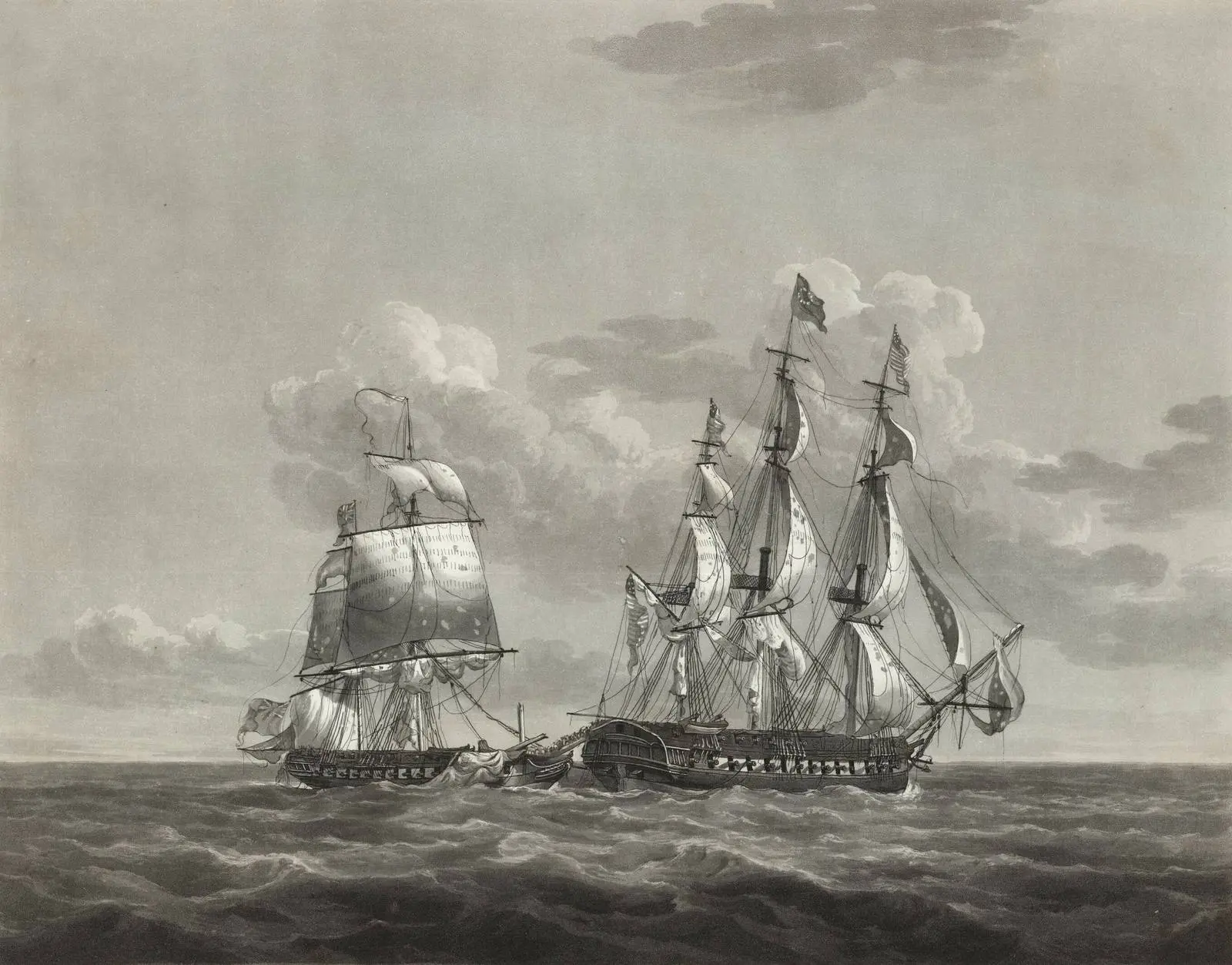 Constitution and HMS Java off Brazil, 29 December 1812 (Nicholas Pocock, from a sketch by Lt. Buchanan, 1814).