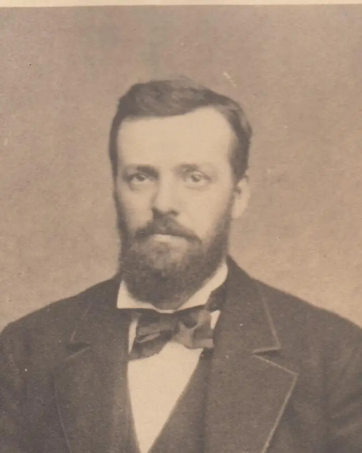 Charles Batchelor in April 1878, from a Mathew Brady studio portrait with Edison and his phonograph