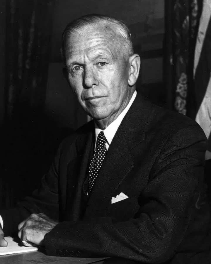 George C. Marshall at his desk as Secretary of State, 1947–1949.