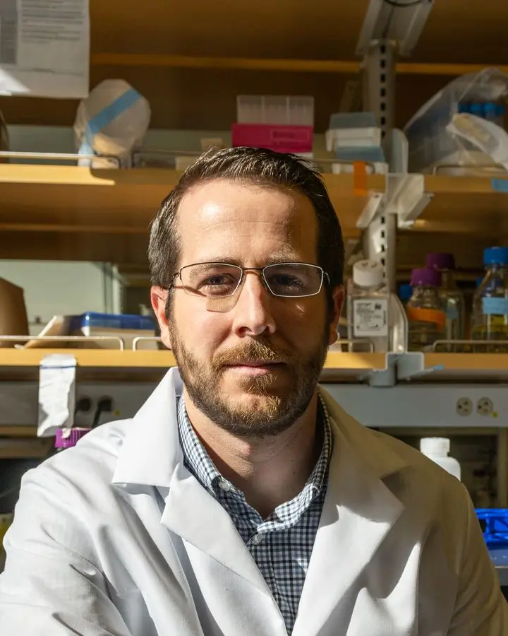 Jason McLellan in his lab at the University of Texas at Austin, December 2020.