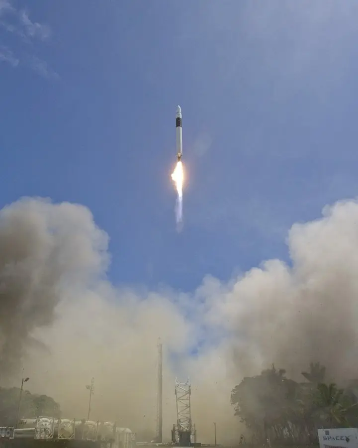 Falcon 1 climbs to orbit on 28 September 2008 on a single Merlin engine, the engine Tom Mueller designed. No free portrait of Mueller is available.