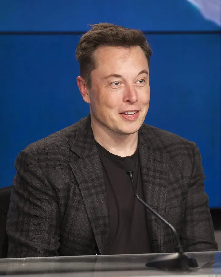 Elon Musk at the post-launch news conference for CRS-8, Kennedy Space Center, 8 April 2016.