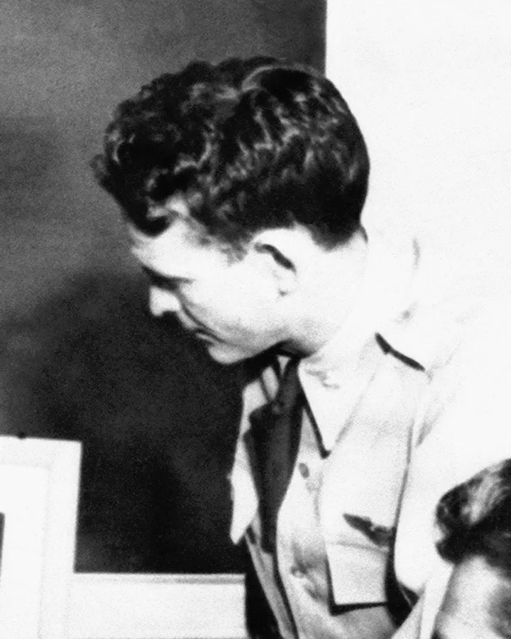 Maj. Jack Ridley, X-1 flight test engineer, with the NACA Muroc team in 1948 (detail).