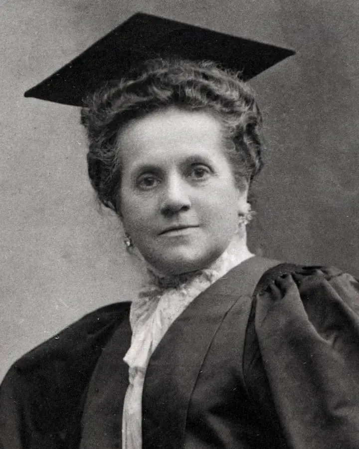 Emily Warren Roebling in cap and gown after completing the Woman’s Law Class at New York University, 1899.