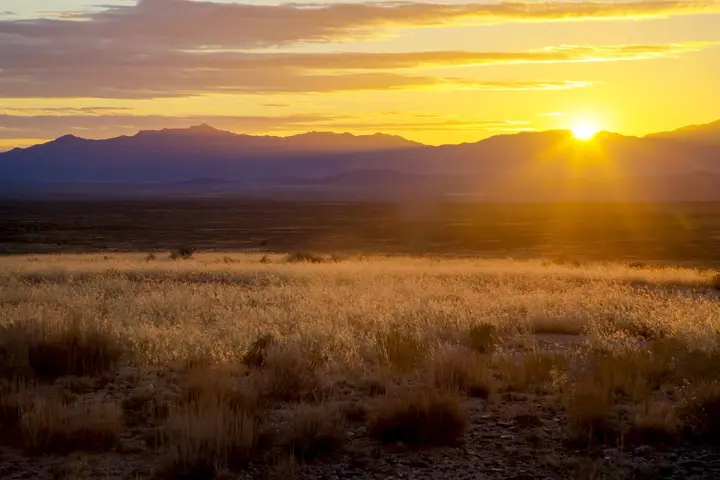 Sunrise over the Pony Express National Historic Trail in Utah, October 2016.