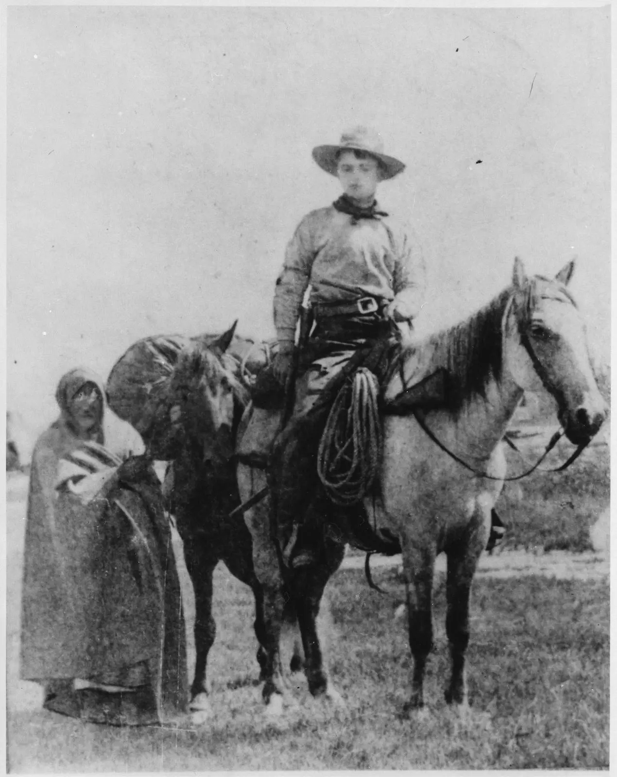 Pony Express rider Frank E. Webner and his horse, about 1861.