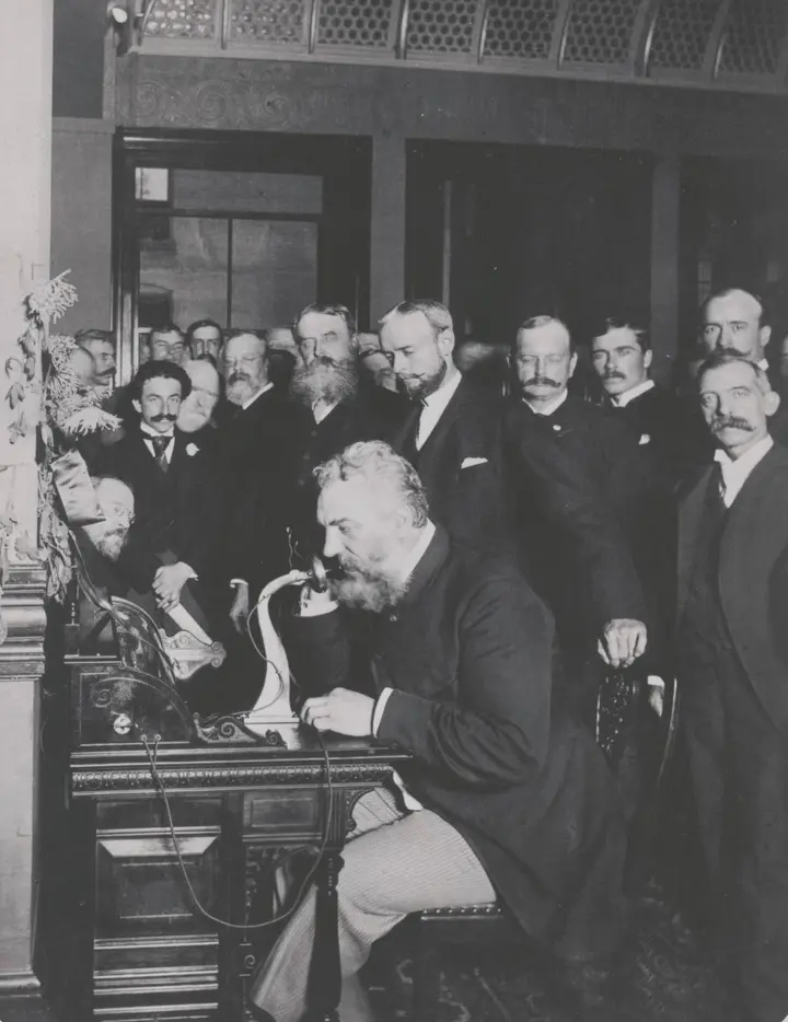 Bell places the first call on the new long-distance line from New York to Chicago, 18 October 1892.